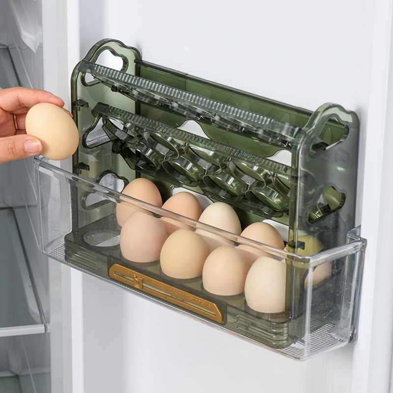 Household large capacity egg storage box refrigerator side door dedicated multi-layer egg storage rack egg carton automatic flip