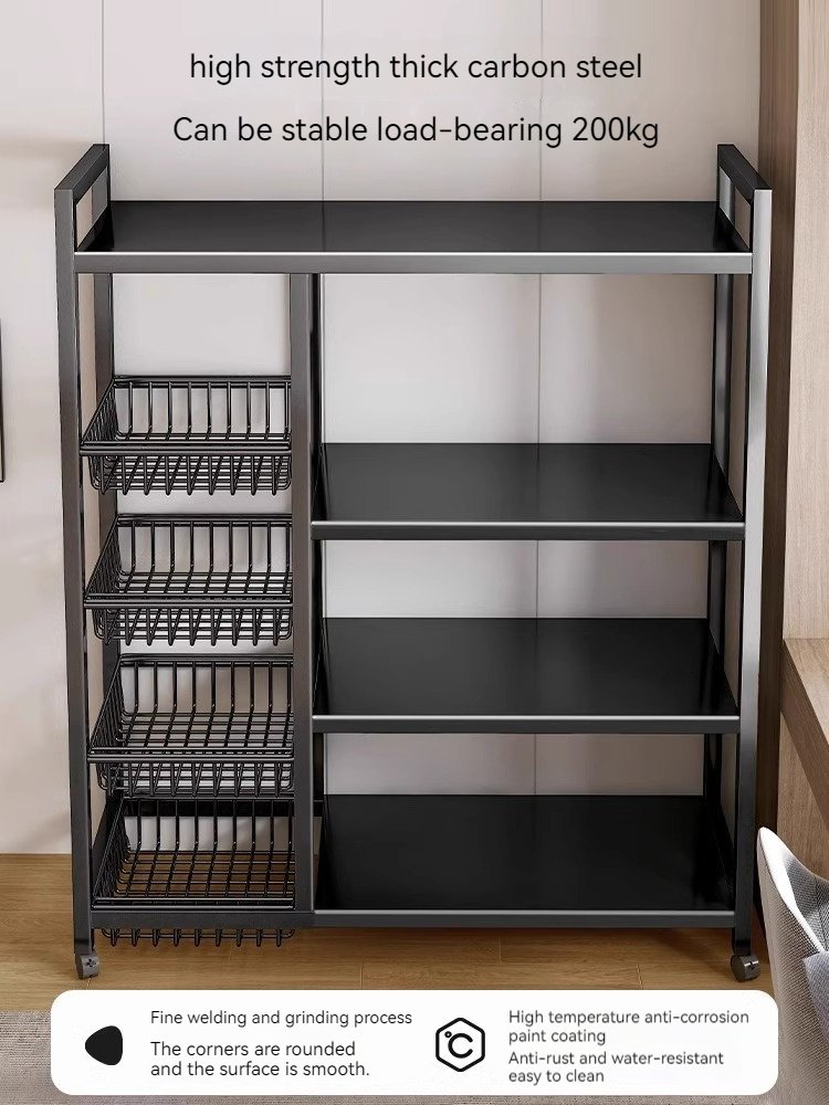 Kitchen rack floor multi-layer movable household vegetable basket storage storage shelf supplies Daquan