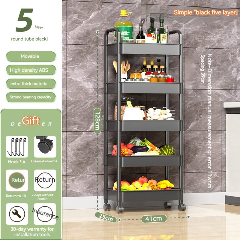 Kitchen rack floor multi-layer movable household vegetable basket storage storage shelf supplies Daquan
