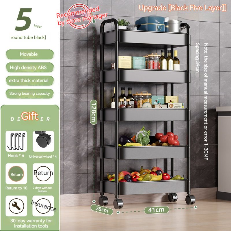 Kitchen rack floor multi-layer movable household vegetable basket storage storage shelf supplies Daquan