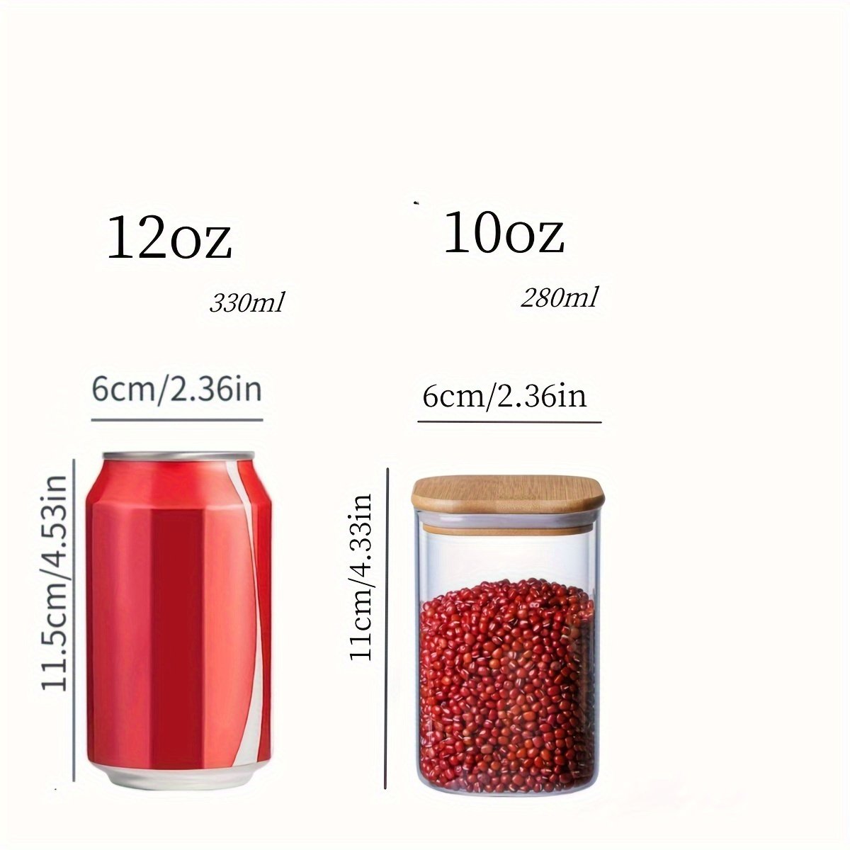 YOLOWE HOME 8pcs 280ml Square Borosilicate Glass Storage Jar with Sealed Bamboo Lid Bulk Food & Spice Kitchen Storage Jar