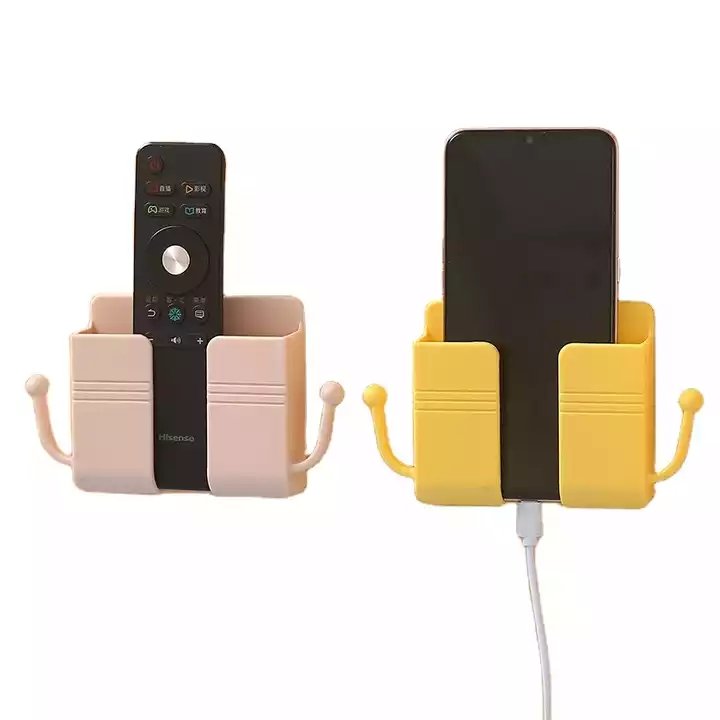 Wall Mount Phone Holder Self-adhesive Wall Storage Box Mobile Phone Bracket Organizer Storage Box Phone Plug Wall Holder