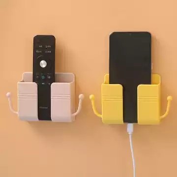 Wall Mount Phone Holder Self-adhesive Wall Storage Box Mobile Phone Bracket Organizer Storage Box Phone Plug Wall Holder