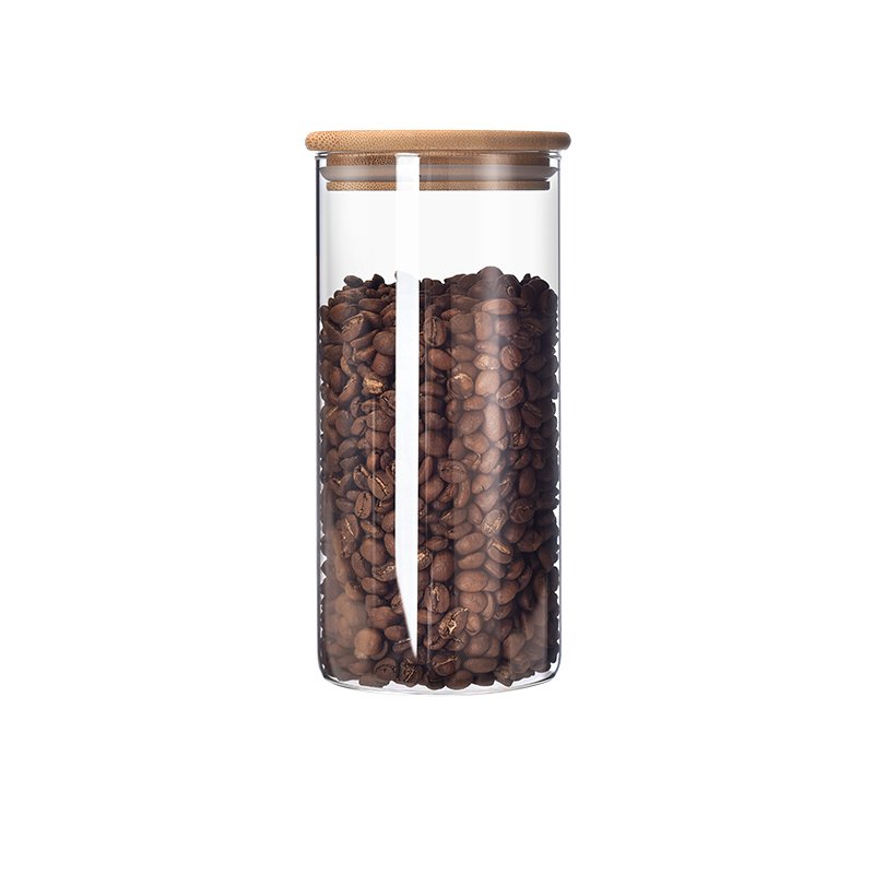 wholesale Eco-friendly high borosilicate food airtight kitchen glass bottle spice storage container glass tank with bamboo lids