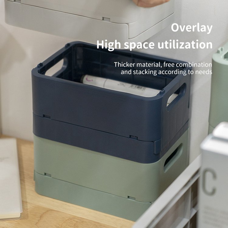 Wholesale Office File Desk Drawer Organizer Folding Boxes Storage Household Jewelry Cosmetic Plastic Storage Box Collapsible