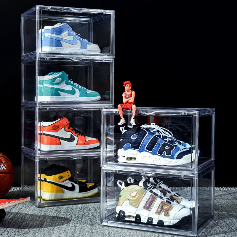 Acrylic Shoe Storage Boxes 12 Pack Clear Stackable n ike Transparent Sneaker Box Shoe Container Storage Box Plastic With Magnet