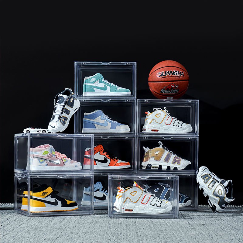 Acrylic Shoe Storage Boxes 12 Pack Clear Stackable n ike Transparent Sneaker Box Shoe Container Storage Box Plastic With Magnet