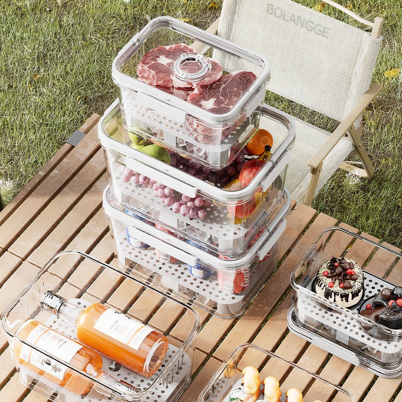 Wannuo Portable large capacity food boxes Fresh-keeping plastic food storage container with an ice pack compartment