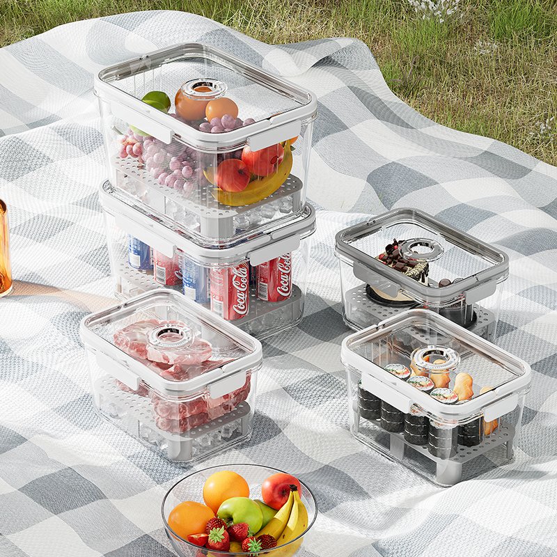Wannuo Portable large capacity food boxes Fresh-keeping plastic food storage container with an ice pack compartment