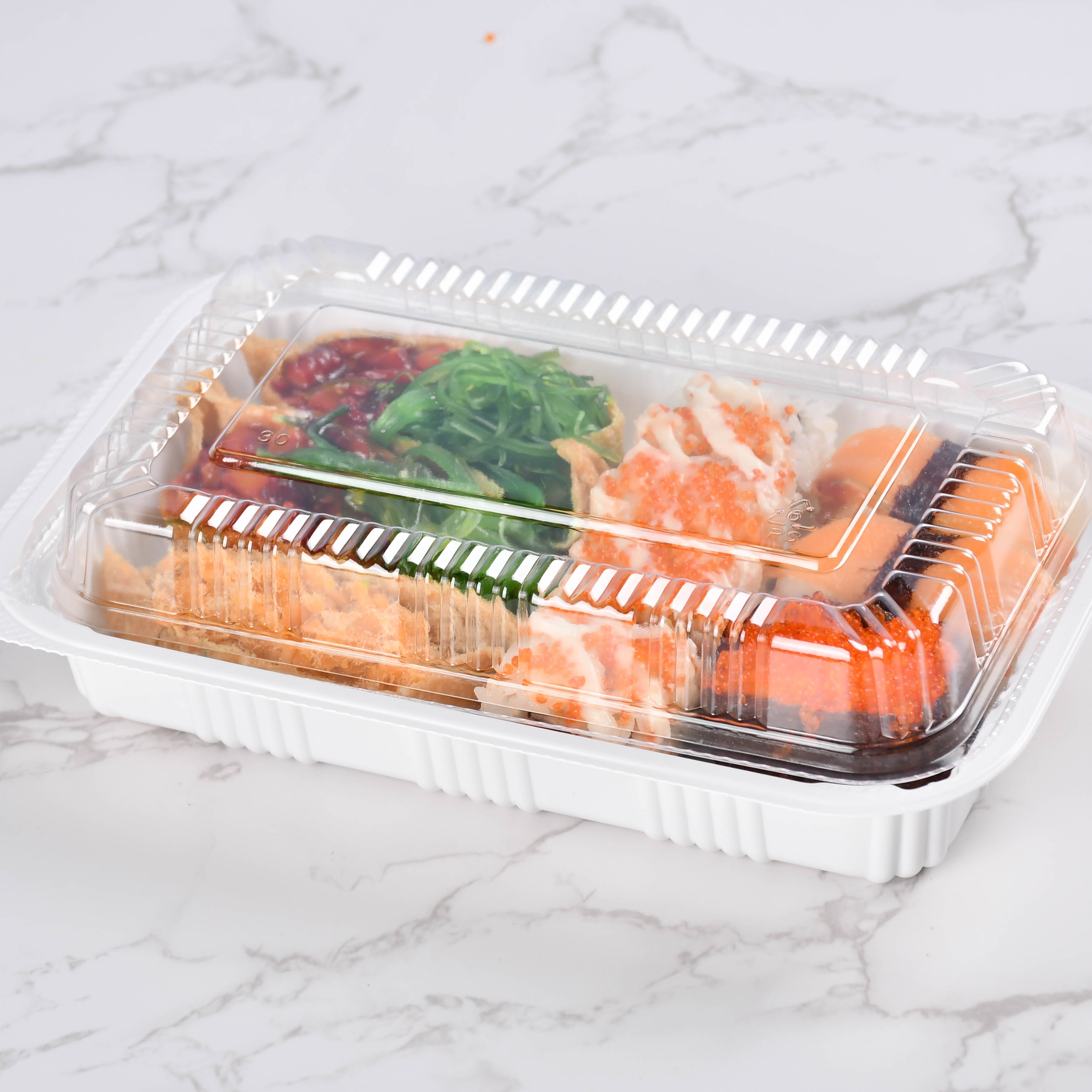 16oz Microwave Freeze Safe Plastic Takeaway Packaging Bento Box White Rectangle Food Storage Lunch Box