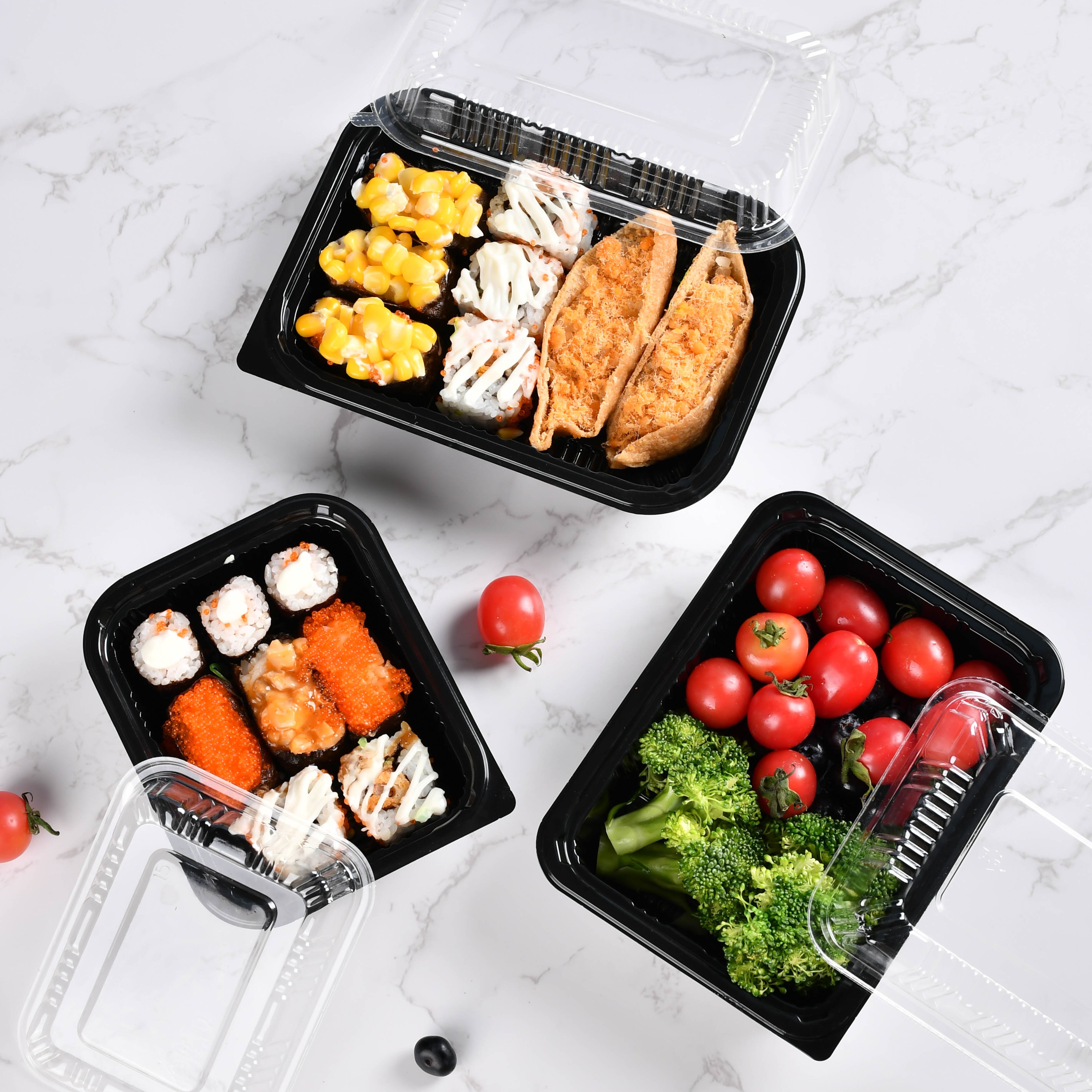 16oz Microwave Freeze Safe Plastic Takeaway Packaging Bento Box White Rectangle Food Storage Lunch Box