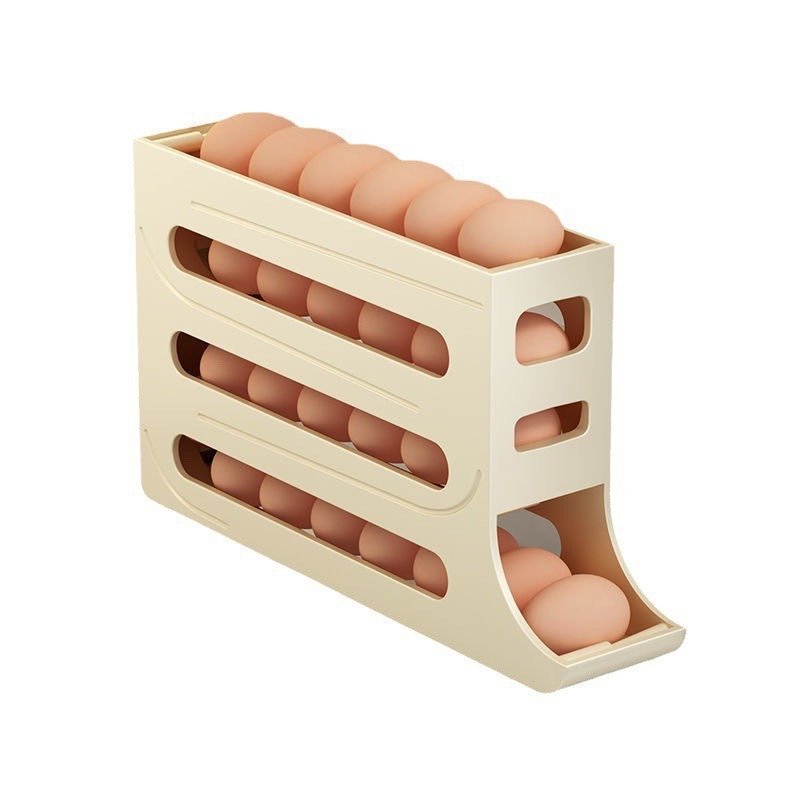 Household 4 Tier Egg Dispenser For Refrigerator Side Door Storage Box Automatic Egg Roll Down Egg Storage Rack