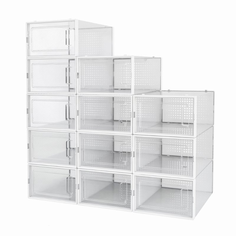 Hot Sales Simple Folding Dustproof Huge Transparent Sport Shoe Box Stackable Plastic Shoe Storage Boxes