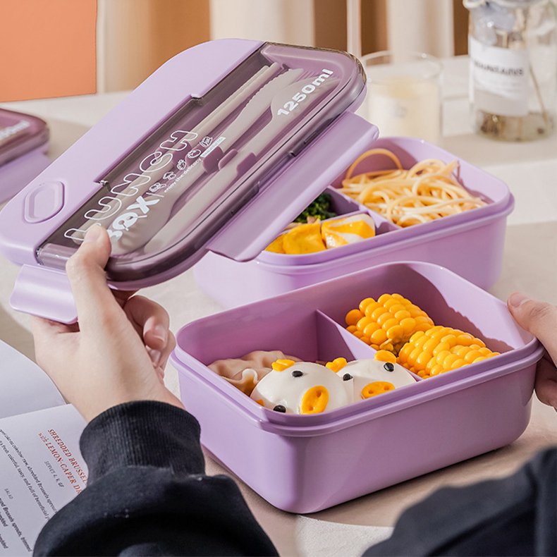 Stackable airtight portable food storage container plastic bento lunch box kids