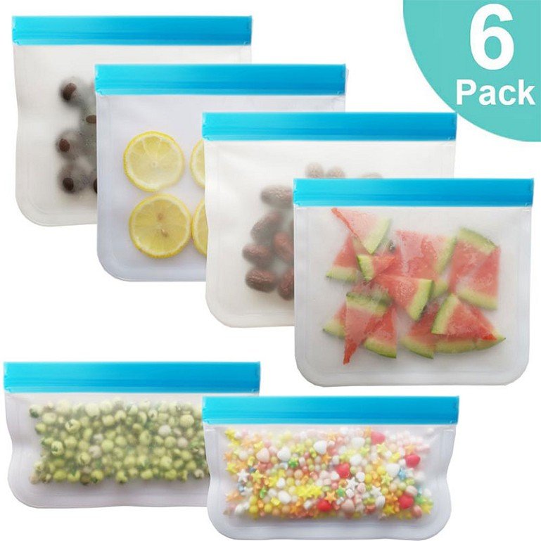 Customized Reusable Leakproof PEVA Food Storage Bags Snack Ziplock Silicone Bag Flat PEVA Freezer Bags