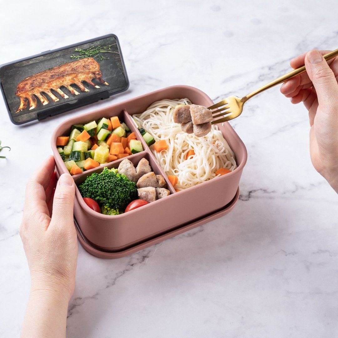 Wholesale Kids Bento Box Silicone Food Storage Container with 3 Compartment folding lunch box with lid school suppliers