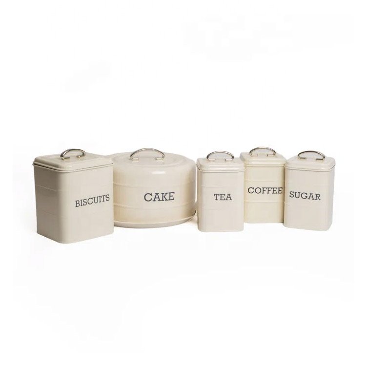 Food-grade Metal Farmhouse Kitchen Decoration Biscuit Cake Tin Coffee and Sugar Canisters
