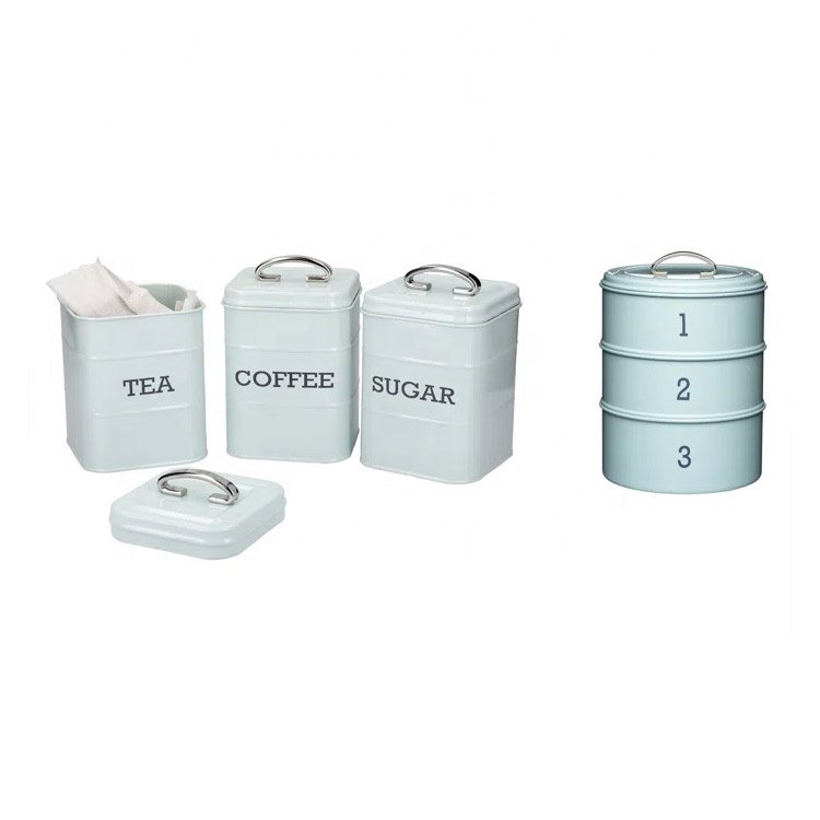 Food-grade Metal Farmhouse Kitchen Decoration Biscuit Cake Tin Coffee and Sugar Canisters