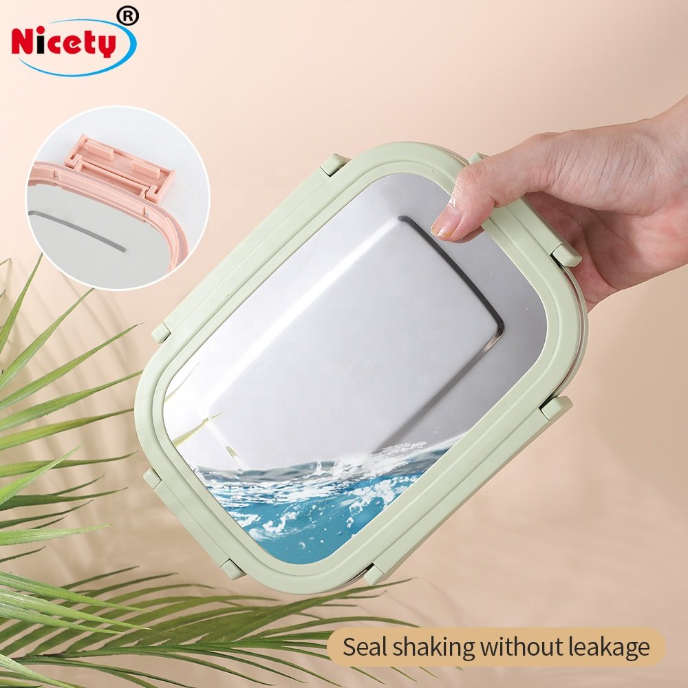 Stainless steel children's lunch box with handle seal and spill-proof for easy food storage