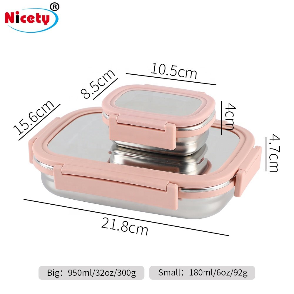 Stainless steel children's lunch box with handle seal and spill-proof for easy food storage