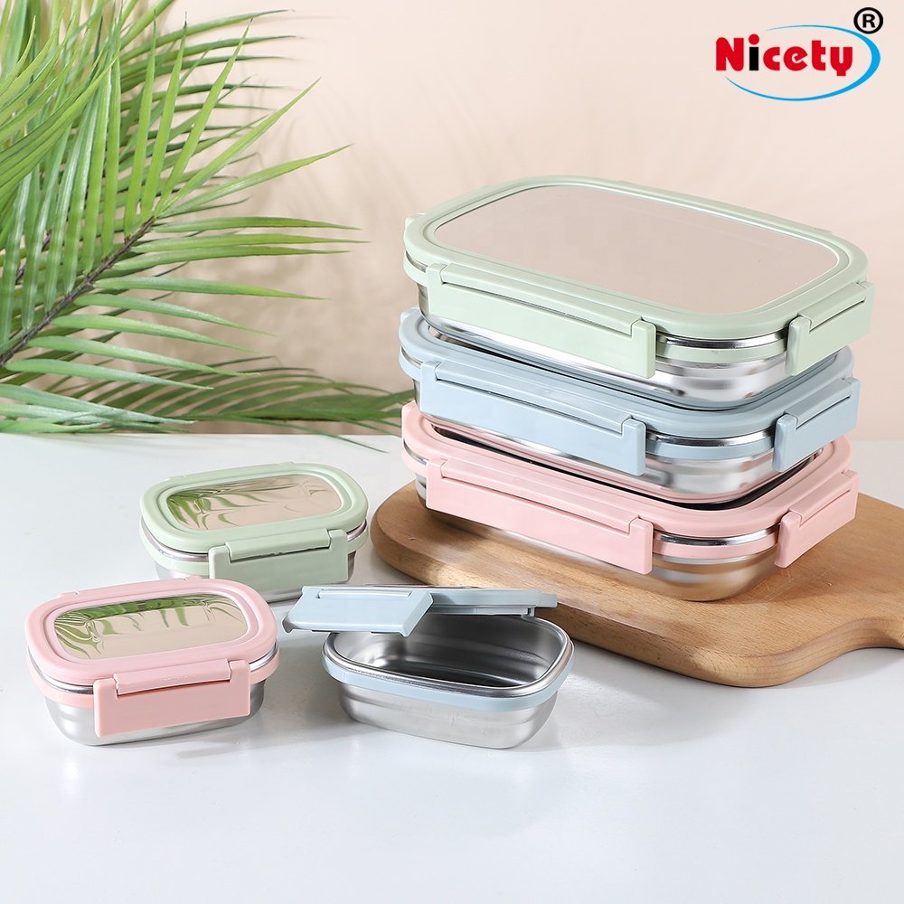 Stainless steel children's lunch box with handle seal and spill-proof for easy food storage