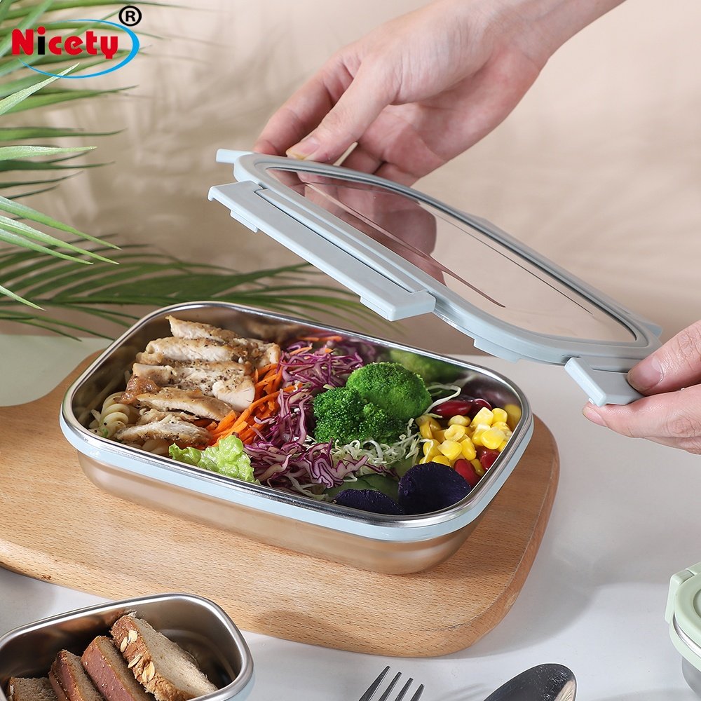 Stainless steel children's lunch box with handle seal and spill-proof for easy food storage