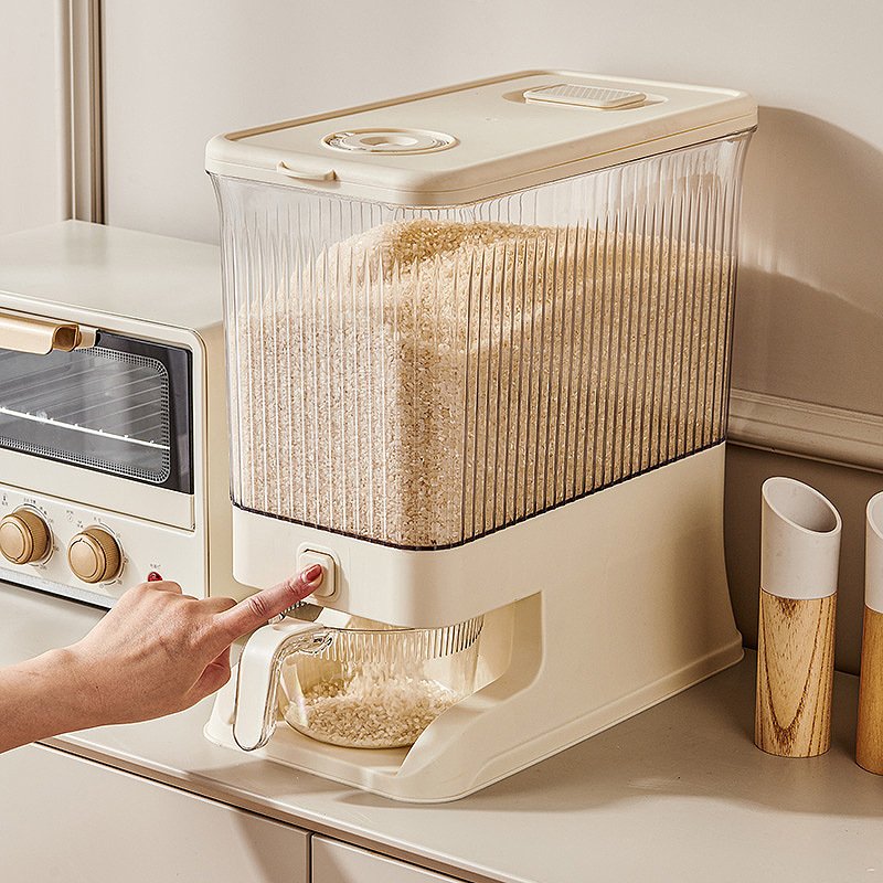 Royaumann Premium Plastic Food Grain Storage Container Rice Dispenser for Kitchen Accessories