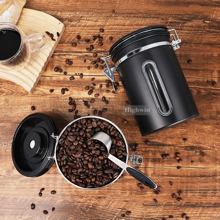 HIGHWIN Airtight Stainless Steel Coffee Canister Kitchen Canisters Food Storage Container