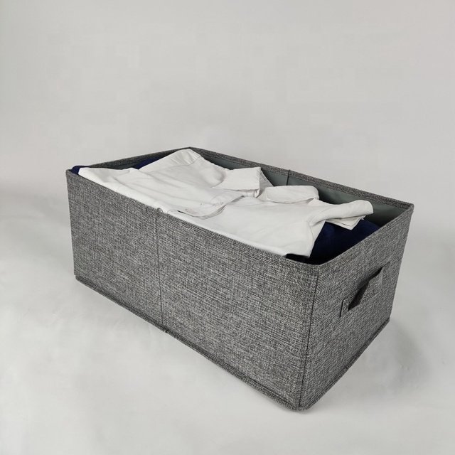 Foldable Organizer Decorative Jute Fabric Storage Basket Fabric Storage Boxes Box Organizer Basket Bags Bins For Organizing