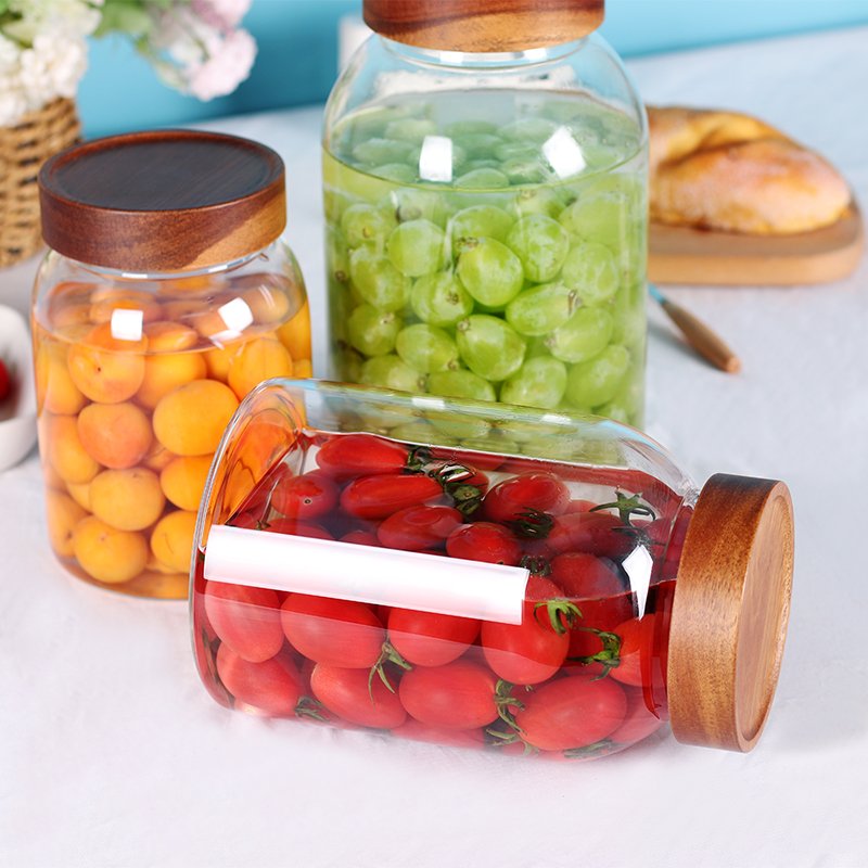 Wholesale high borosilicate glass storage jar for honey jam food with lid