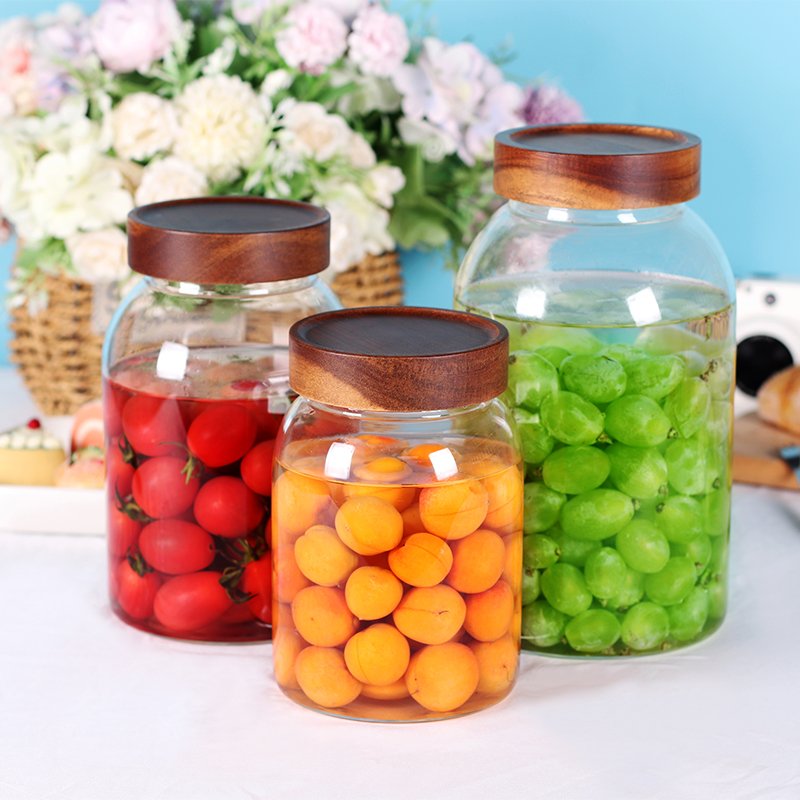 Wholesale high borosilicate glass storage jar for honey jam food with lid