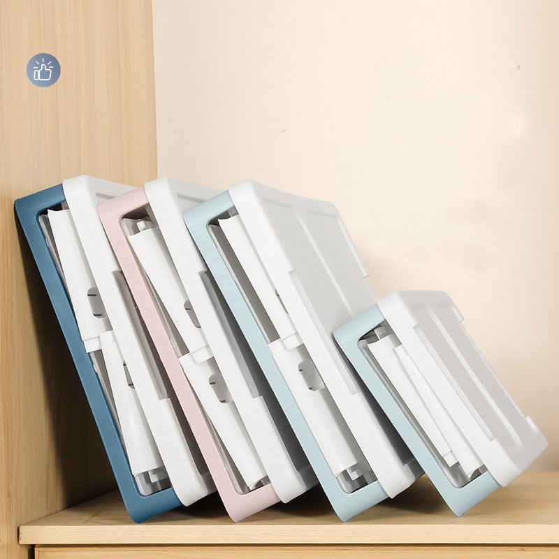 Stackable Foldable Book Sundries Storage Container Cloth Toy Plastic Collapsible Storage Box