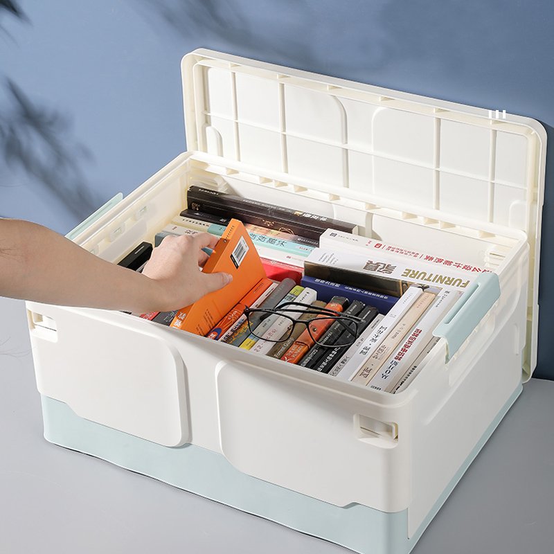 Stackable Foldable Book Sundries Storage Container Cloth Toy Plastic Collapsible Storage Box