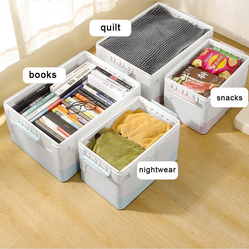 Stackable Foldable Book Sundries Storage Container Cloth Toy Plastic Collapsible Storage Box