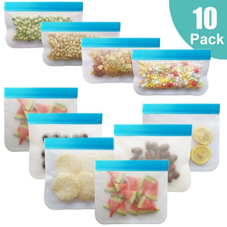 Custom Print Food-Grade Reusable Transparent Plastic food storage bag Snack Bag Waterproof Peva Food Storage Bags for travel Set