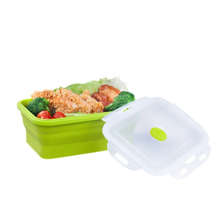 Collapsible Silicone Food Storage Container Reusable Flat Stacks silicone folding lunch box