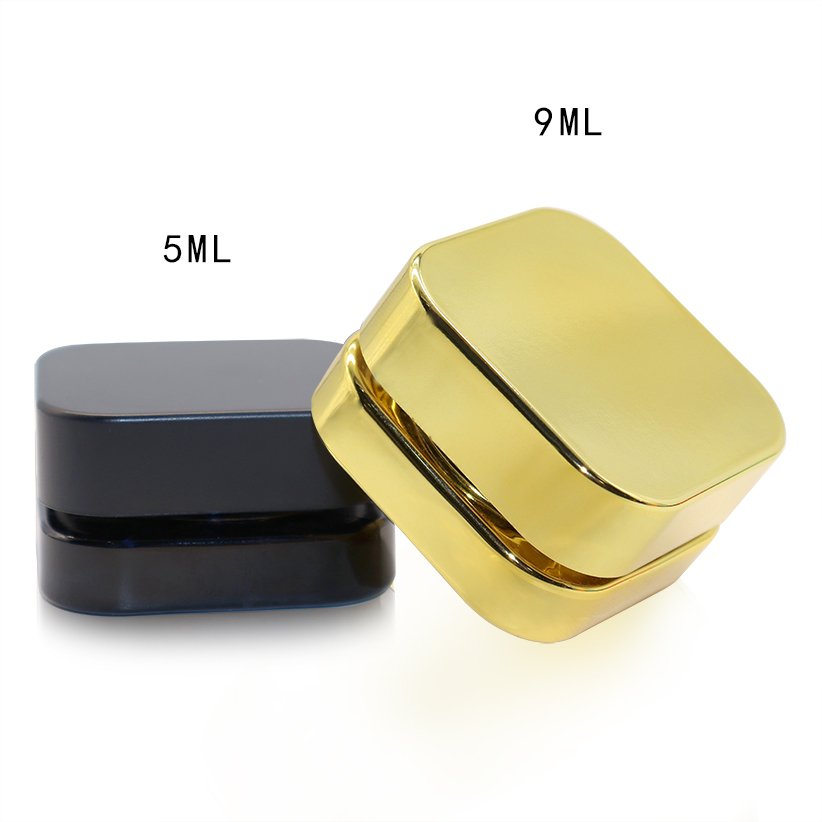 in stock Qube 9ml clear black white Square Premium CR Glass jar wax cream container with child resistant lid