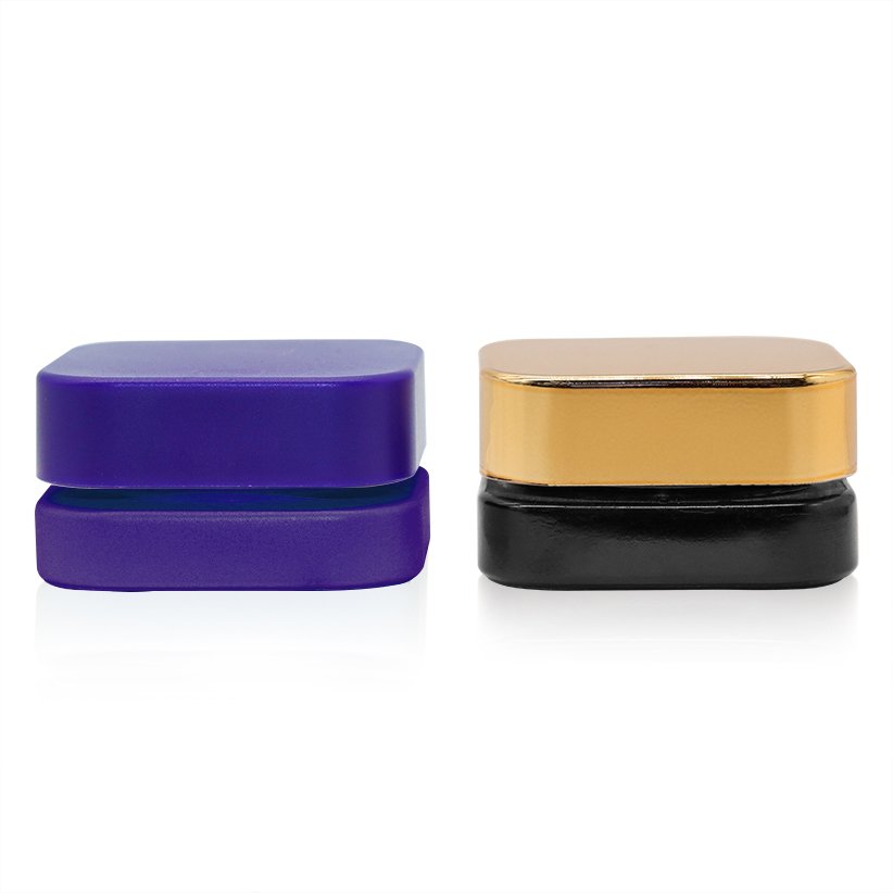 in stock Qube 9ml clear black white Square Premium CR Glass jar wax cream container with child resistant lid