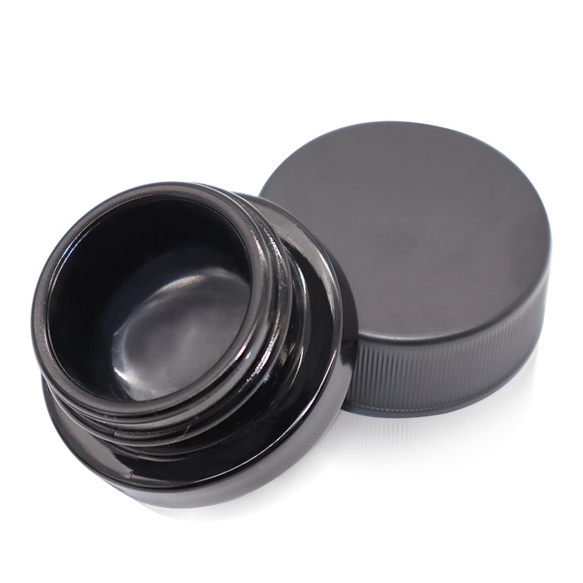 in stock Qube 9ml clear black white Square Premium CR Glass jar wax cream container with child resistant lid