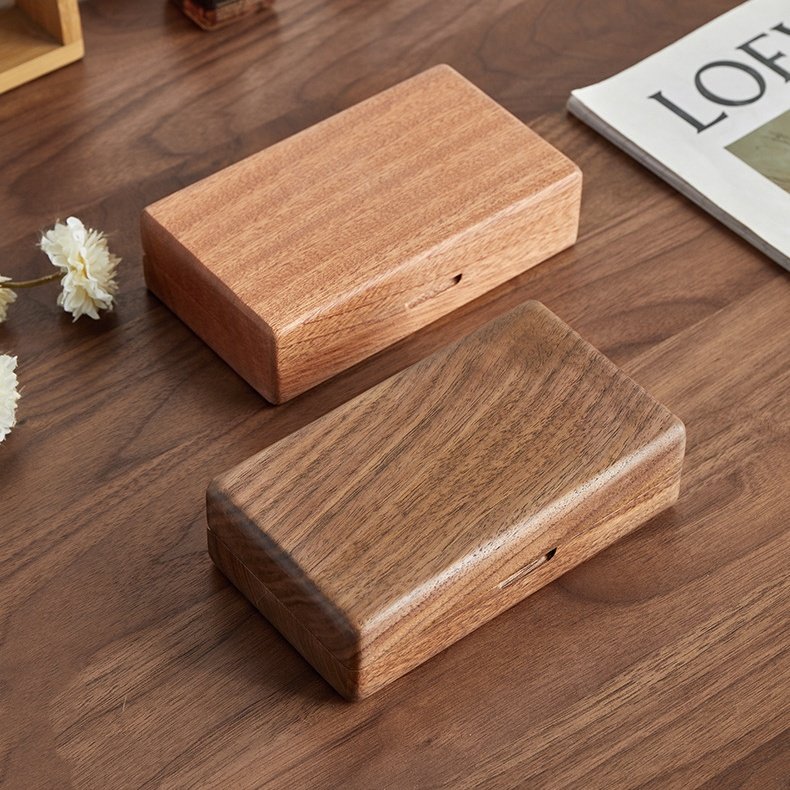 Black walnut solid wood jewelry box storage box Fine high-end jewelry ring earrings Gold jewelry storage box