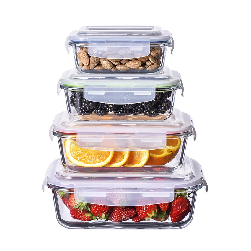 High borosilicate 10pcs glass food storage set glass containers with vented lids microwave oven lunch box