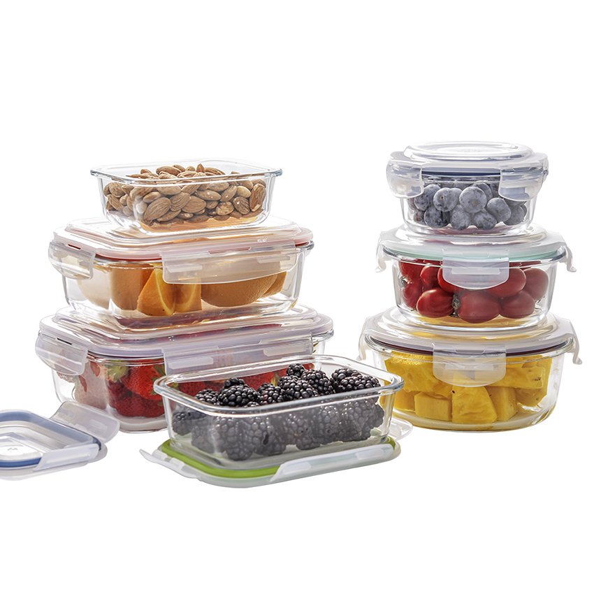 High borosilicate 10pcs glass food storage set glass containers with vented lids microwave oven lunch box