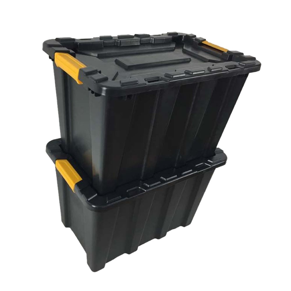 Chinese Supplier 55L black heavy duty plastic garden storage box