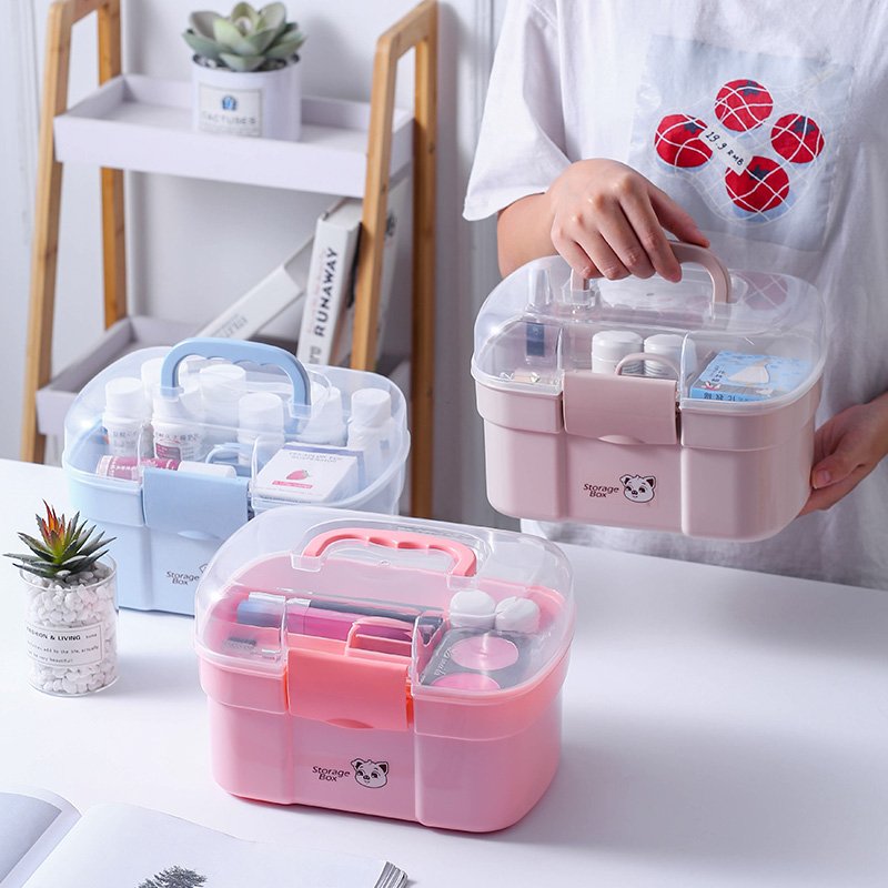 Custom Logo PP plastic medicine box ,multipurpose home desktop organizer cosmetic storage box plastic with lid
