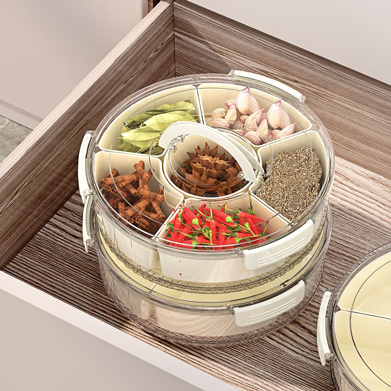 Hot New Modern 6-Cell Plastic Food Storage Container Rectangle PET Cover Injection Handle Multifunctional Refrigerator Storage