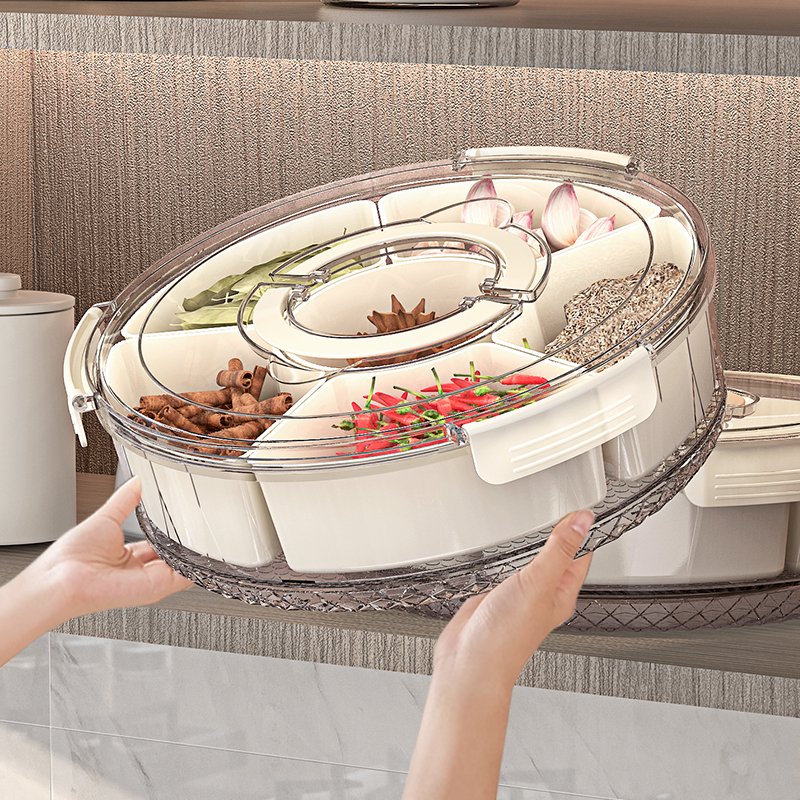 Hot New Modern 6-Cell Plastic Food Storage Container Rectangle PET Cover Injection Handle Multifunctional Refrigerator Storage