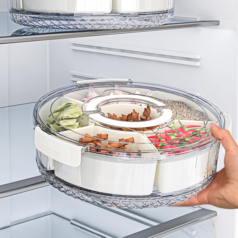 Hot New Modern 6-Cell Plastic Food Storage Container Rectangle PET Cover Injection Handle Multifunctional Refrigerator Storage