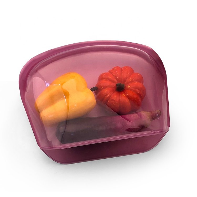 2000ML Microwave Silicone Food Storage Bag Collapsible Base Large Opening Zip-lock Container Travel Makeup Bag