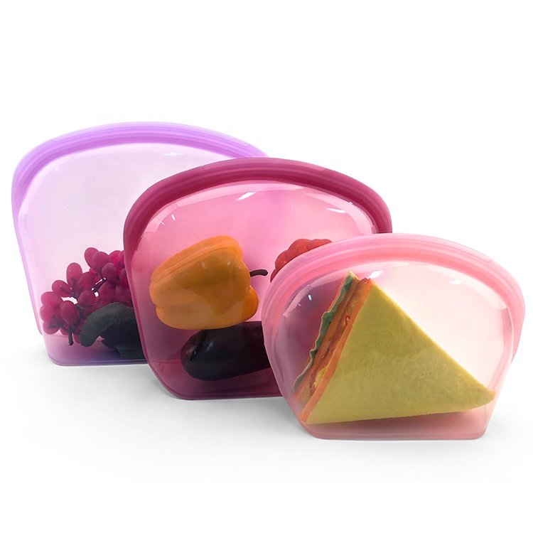 2000ML Microwave Silicone Food Storage Bag Collapsible Base Large Opening Zip-lock Container Travel Makeup Bag