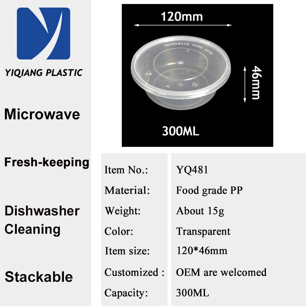 Wholesale Disposable Plastic Round Takeaway Food Container, Custom Printing Disposable Microwave Food Container